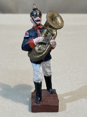 Original Weimar Era German Toy Soldier, Pre-WWI Uniform Marching w/Tuba, LINEOL