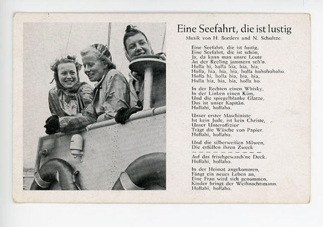Original WWII German Military Song Postcard, Eine Seefahrt die ist lustig