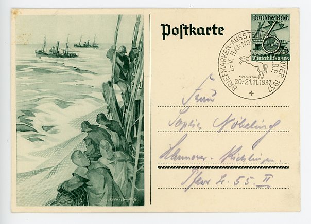 Original 1937 German Commemorative Postcard, German Shipping