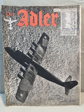 Original WWII German Luftwaffe Magazine Der Adler, March 1944