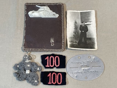 Original WWII German PANZER (Tank) Soldiers Handmade Wallet w/ID Tag Photo Slides Etc..