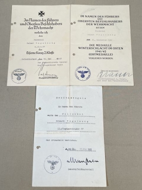 Original WWII German Luftwaffe Award Documents Set, KRIM SHIELD!