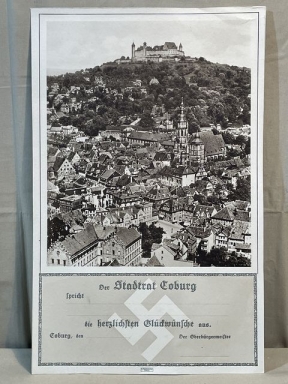 Original Nazi Era German Document from the Town Councilor of Coburg