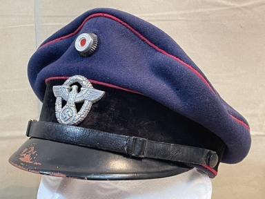 Original Nazi Era German Fire Police NCO's Visor Hat, Feuerschutzpolizei