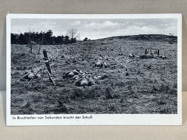 Original WWII German Military Themed Postcard, Mortar Crew 8