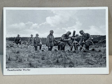 Original WWII German Military Themed Postcard, Mortar Crew 4