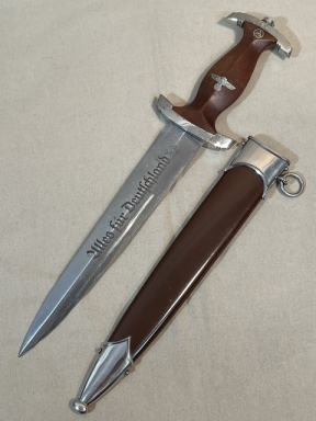 Original Nazi Era German SA M33 EM Dagger and Scabbard, RZM Marked