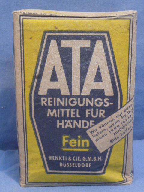 Original WWII German ATA Brand Washing Soap, R.Pfg. Priced!