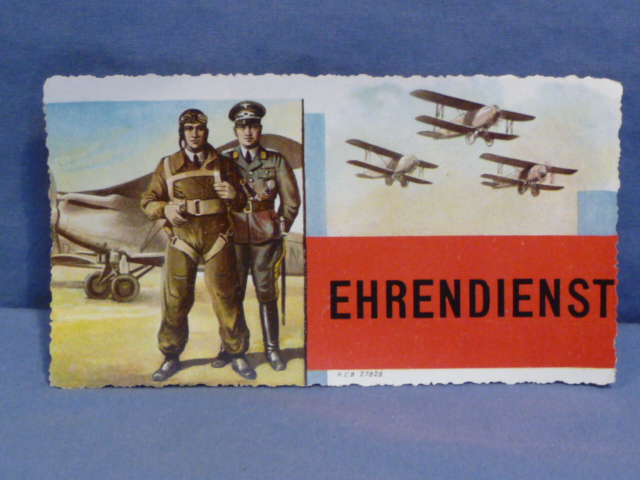 Original WWII German Luftwaffe Label, EHRENDIENST (HONOR SERVICE)