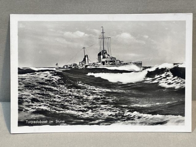 Original WWII German Military Themed Postcard, Torpedo Boat