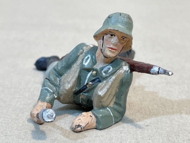 Original Nazi Era German Toy Soldier Prone w/Grenade Bags, LINEOL