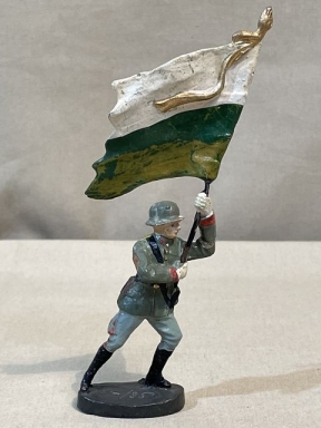 Original Nazi Era German Toy Soldier Advancing with Flag, ELASTOLIN