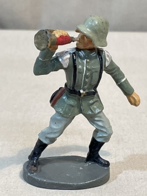 Original Nazi Era German Toy Soldier Signaling the Advance w/Trumpet, ELASTOLIN