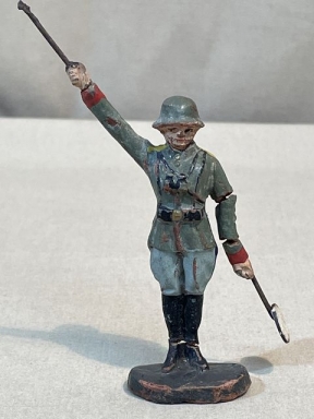 Original Nazi Era German Toy Soldier Signaling with Paddles, ELASTOLIN