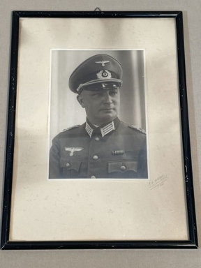 Original WWII German Framed Photograph, HEER (Army) Officer