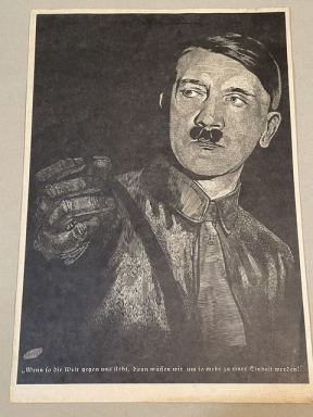 Original Nazi Era German Propaganda Print, Hitler Quote
