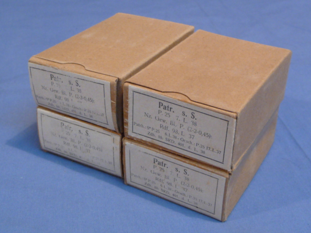 Original WWII German Cardboard 8mm Ammunition Boxes, Set of 4