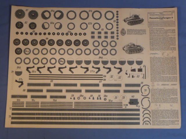 Original WWII German Paper Model Kit, Panzer II (Incomplete)