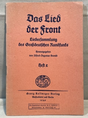 Original WWII German Soldiers Song Book, Das Lied der Front