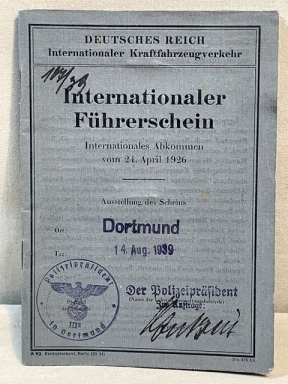 Original WWII German Civilian's International Driving License, Internationaler Fhrerschein