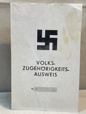 Original Nazi Era German PEOPLE'S IDENTITY Document, VOLKS ZUGEHRIGKEITS AUSWEIS