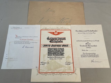 Original WWII German Railway Worker's 25 Year Faithful Service Documents Set