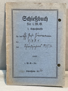 Original 1936 German Soldier's Schiebuch (Shooting Book) for Light MG