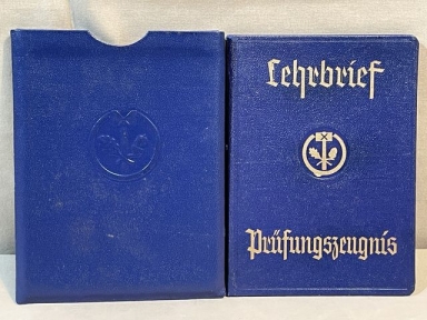 Original Nazi Era German Trade Certificate w/Slip Cover, Lehrbrief Prfungszeugnis