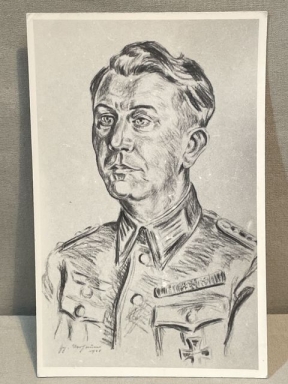 Original WWII German Postcard, Army Officer