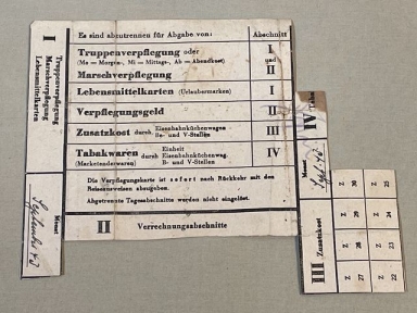 Original WWII German Soldier's Ration Card for Leave, 1943 DATED!