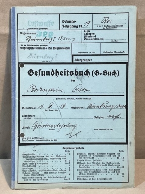 Original WWII German Luftwaffe Soldier's Medical Record, G-Buch