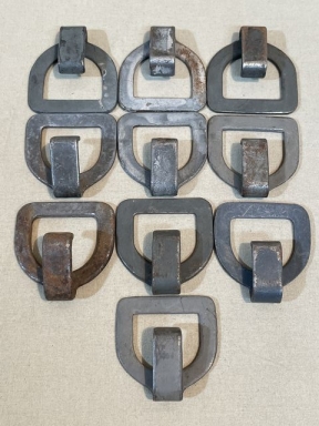 Original WWII German Equipment Hardware D-Rings with Hooks, Lot of 10