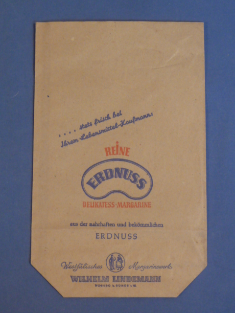 Original WWII Era German Paper Goods Sack, PEANUT MARGARINE