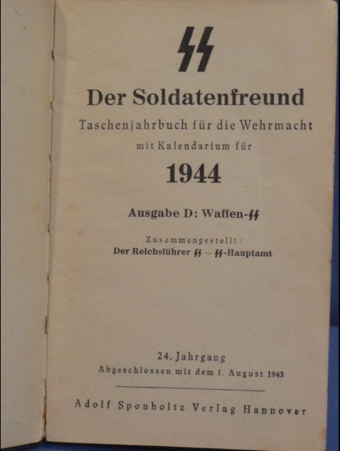 Original WWII German SS Pocket Information Book and Journal