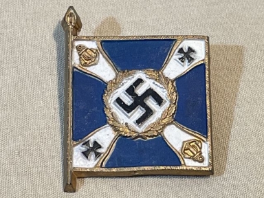 Original WWII German Navy Flag Tinnie, KRIEGSMARINE MARINETEILE AM LAND