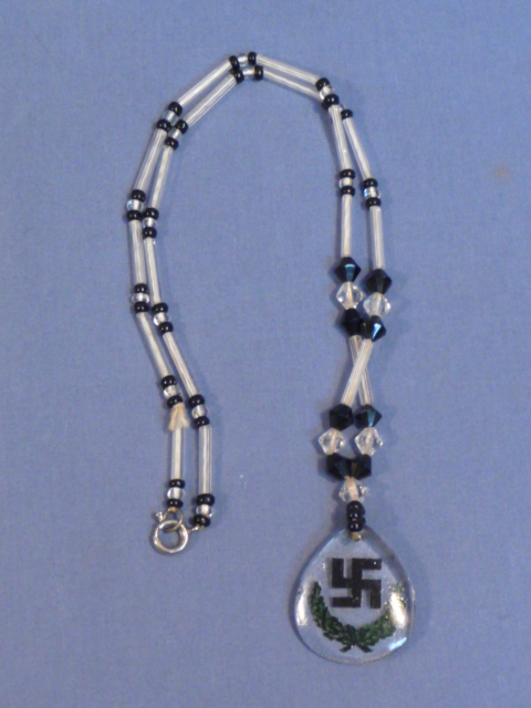 Original Nazi Era German GLASS Swastika Necklace