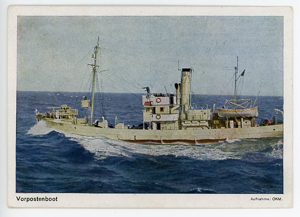 Original WWII German Kriegsmarine Photo Postcard, Vorpostenboot