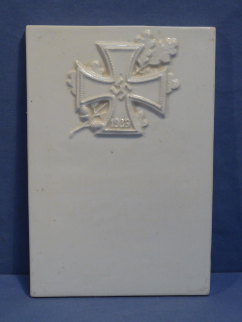 Original WWII German 1939 Iron Cross Porcelain Plaque by DUX