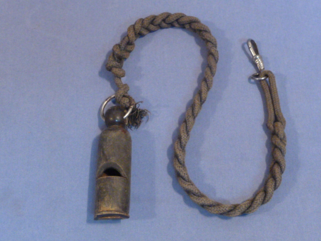Original WWII German NCO Wooden Whistle with Lanyard