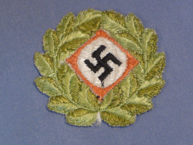 Original Nazi Era German Small Embroidered Swastika on Wreath