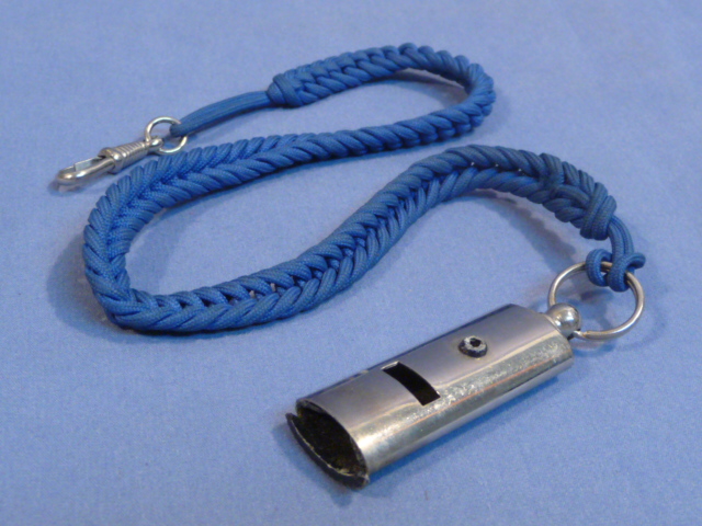 Original Nazi Era German Metal Whistle with Blue Lanyard