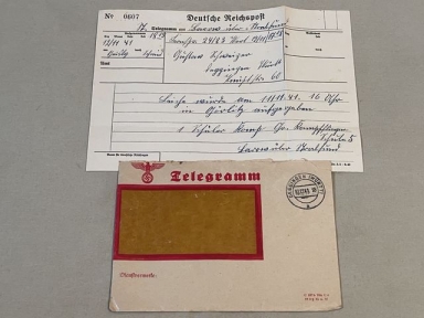 Original WWII German Standard Telegram and Envelope