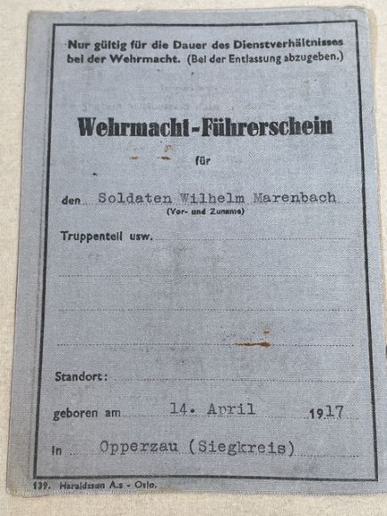 Original WWII German Armed Forces Driver License, Wehrmacht-Führerschein