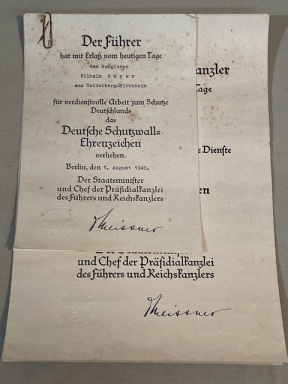 Original Nazi Era German Documents Set to Railroad Worker (WWI Veteran)