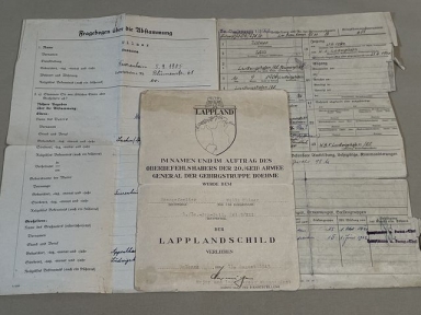 Original WWII German Luftwaffe Soldier's Documents Grouping, LAPPLAND SHIELD!