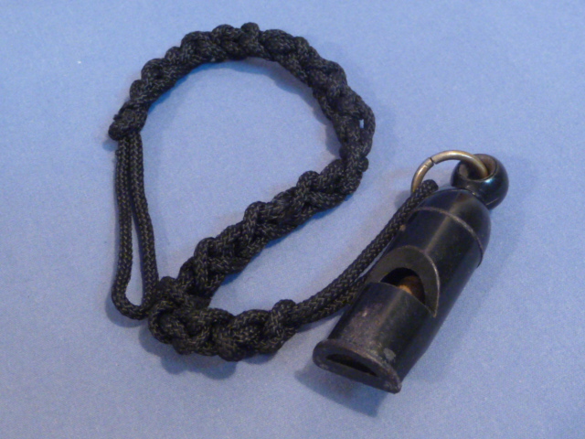 Original WWII German NCO Bakelite Whistle with Lanyard
