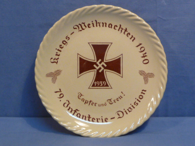 Original WWII German 79th ID 1940 War Christmas Commemorative Plate