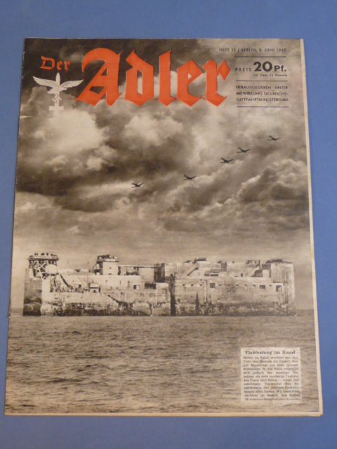 Original WWII German Luftwaffe Magazine Der Adler, June 1943