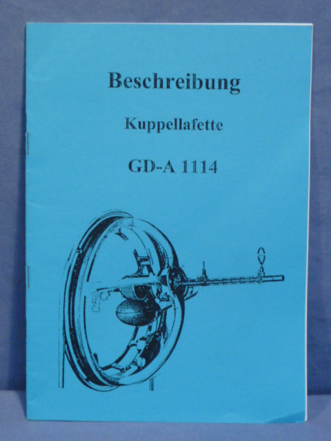 REPRINT, German WWII Era Luftwaffe Manual, Aircraft Gun Mount GD-A 1114