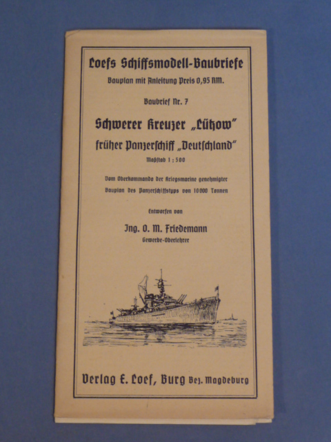 Original WWII German Model Ship Building Plans, Heavy Cruiser L�tzow